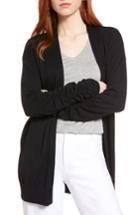 Women's Halogen Ruched Sleeve Cardigan - Black