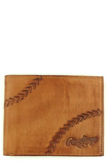 Men's Rawlings Line Drive Bifold Leather Wallet - Brown