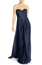 Women's Jenny Yoo 'demi' Convertible Strapless Pleat Jersey Gown - Blue