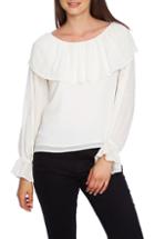 Women's 1.state Embroidered Overlay Blouse - White