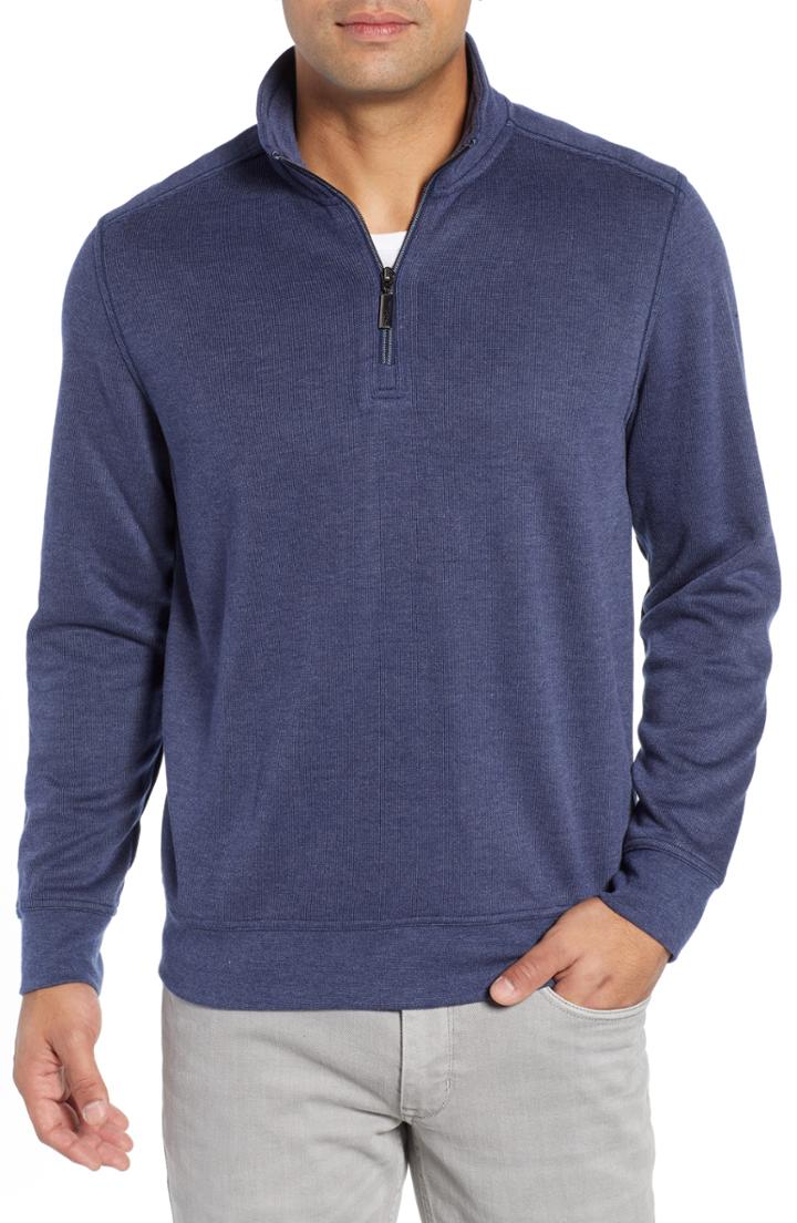 Men's Tommy Bahama Sideline Quarter Zip Pullover, Size - Blue