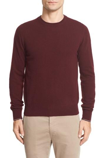 Men's Moncler Tipped Wool Pullover - Burgundy