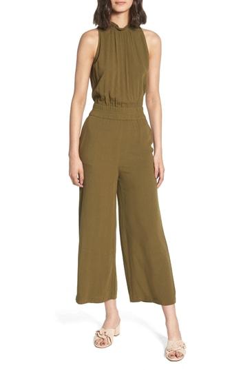 Women's Chelsea28 Ruffle Neck Jumpsuit, Size - Green