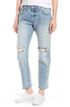 Women's Levi's 501 Ripped High Waist Crop Jeans X 28 - Blue