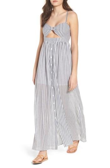 Women's Bp. Stripe Button Front Maxi Dress, Size - White