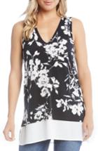 Women's Karen Kane Floral Side Slit Top - Black