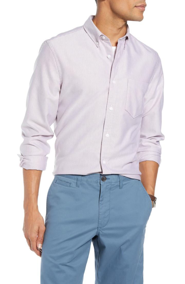 Men's 1901 Trim Fit Bengal Stripe Sport Shirt - Coral
