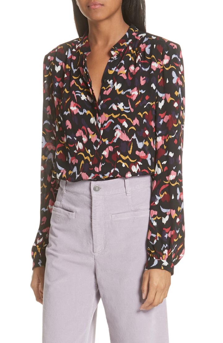 Women's A.l.c. Owens Floral Silk Top - Black