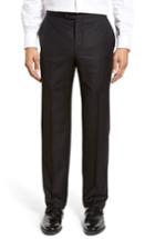 Men's Hickey Freeman Flat Front Wool Formal Trousers R - Black