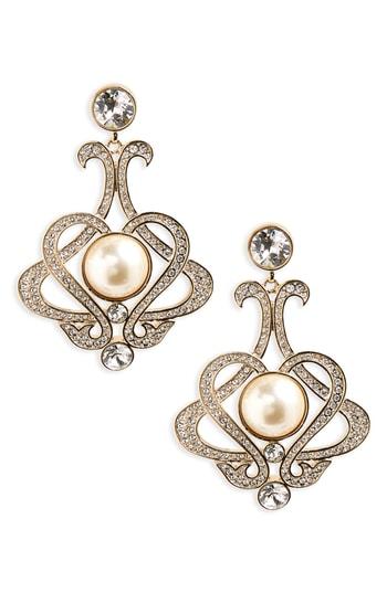 Women's Nina Swarovski Crystal & Imitation Pearl Chandelier Earrings