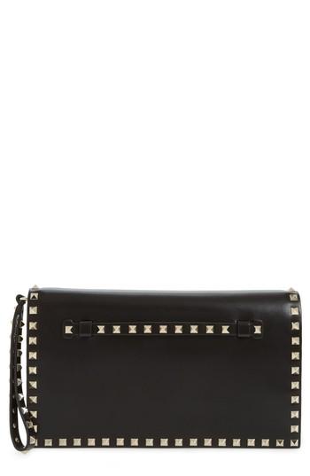 Valentino Garavani Rockstud Calfskin Leather Clutch - Pink