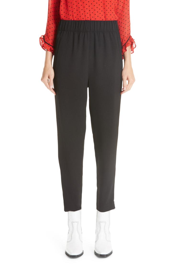 Women's Ganni Clark Crepe Pants Us / 34 Eu - Black