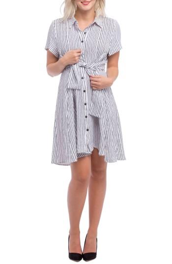 Women's Lilac Clothing Stripe Maternity Shirt Dress
