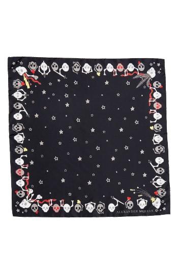 Women's Alexander Mcqueen Party Skull Silk Square Scarf