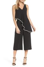 Women's Adrianna Papell Contrast Trim Crop Jumpsuit - Black