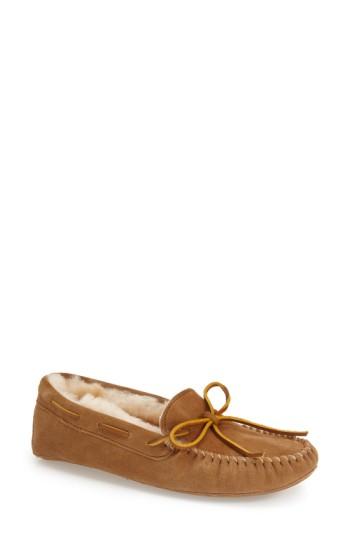 Women's Minnetonka Sheepskin Moccasin Slipper M - Beige