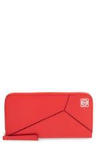Women's Loewe 'puzzle' Leather Zip Around Wallet - Red