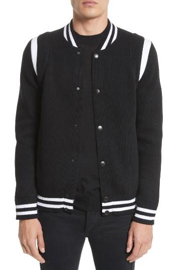 Men's Givenchy Logo Back Knit Bomber Jacket - Black