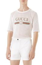 Men's Gucci Logo Mesh T-shirt - White