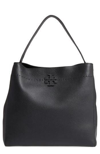 Tory Burch Mcgraw Leather Hobo - Black