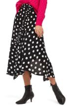 Women's Topshop Polka Dot Handkerchief Hem Skirt Us (fits Like 0) - Black