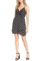 Women's Band Of Gypsies Polka Dot Faux Wrap Dress - Black