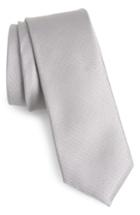 Men's Calibrate Clara Solid Silk Skinny Tie, Size - Metallic