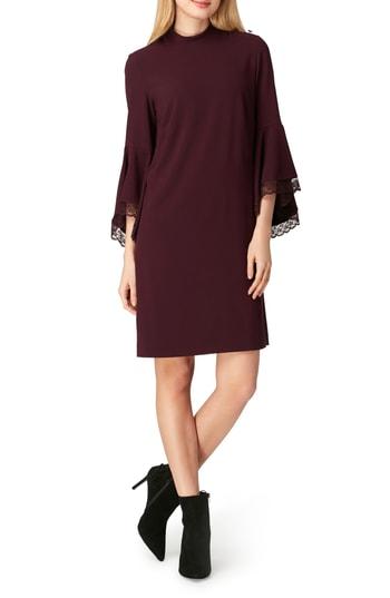 Women's Tahari Bell Sleeve Shift Dress - Burgundy