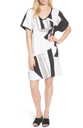 Women's Ming Wang Geometric Jacquard Tunic Dress - Beige