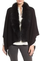 Women's Linda Richards Genuine Raccoon Fur Trim Wrap, Size - Black