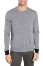 Men's Atm Anthony Thomas Melillo Contrast Cuff Merino Wool Sweater, Size - Grey