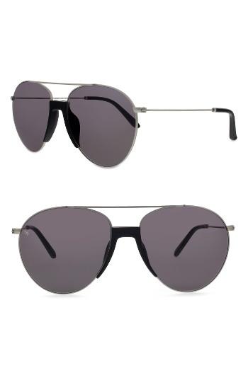 Women's Smoke X Mirrors Fortunate Son 55mm Aviator Sunglasses - Matte Black/ Matte Silver