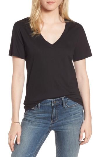 Women's Treasure & Bond Perfect V-neck Tee, Size - Black