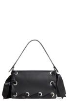 Topshop Premium Grace Leather Shoulder Bag - Black