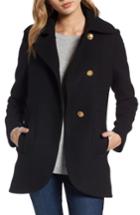 Women's French Connection Back Belt Wool Blend Peacoat