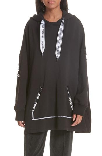 Women's Opening Ceremony Poncho Hoodie - Black