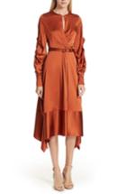 Women's Jonathan Simkhai Ruched Sleeve Satin Midi Dress - Orange