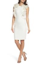 Women's Badgley Mischka Ruffle Back Sheath Dress - Ivory
