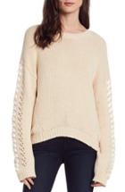 Women's Michael Stars Lace-up Sleeve Sweater - Beige