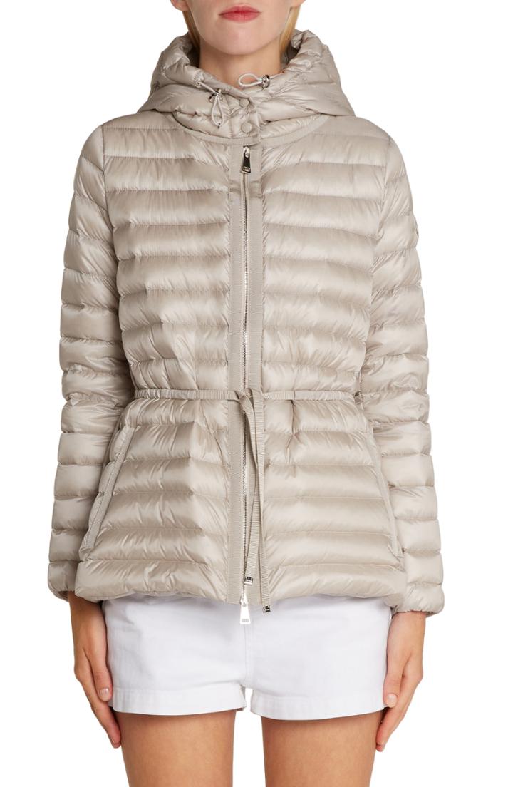 Women's Moncler Raie Tie Waist Hooded Down Coat