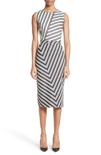 Women's Altuzzara Desdemona Stripe Stretch Wool & Cotton Sheath Dress Us / 40 Fr - Black