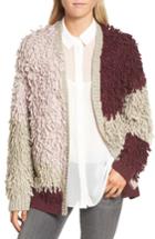 Women's Chelsea28 Loopy Colorblock Cardigan, Size - Burgundy