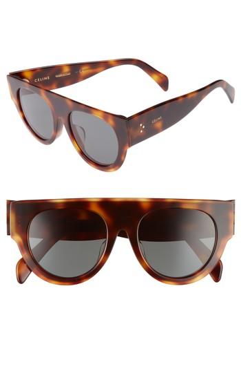 Women's Celine 52mm Pilot Sunglasses - Blonde Havana/ Green