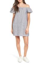 Women's Lush Stripe Off The Shoulder Dress - Blue