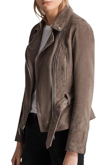 Women's Allsaints Haworth Suede Biker Jacket - Brown
