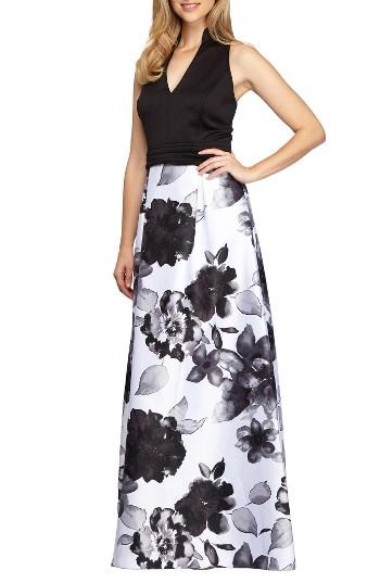 Women's Alex Evenings Mixed Media Gown - Black