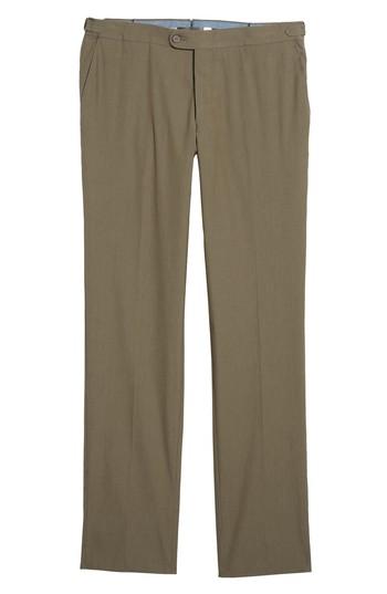 Men's Hickey Freeman Flat Front Stretch Solid Wool Blend Trousers R - Green