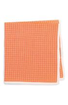 Men's Calibrate Geometric Cotton & Silk Pocket Square, Size - Orange