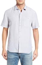 Men's Tommy Bahama Sand Standard Fit Check Linen Blend Sport Shirt, Size - Grey