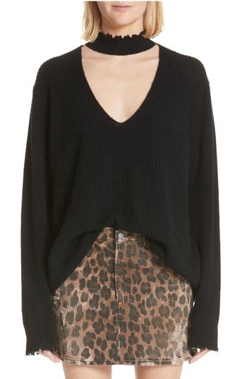 Women's R13 High Waist Leopard Print Distressed Denim Mini Skirt - Brown